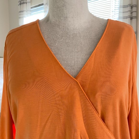 Soft Surroundings Orange Faux Wrap Long Sleeved Top US Medium NEW WITHOU… - Picture 4 of 8
